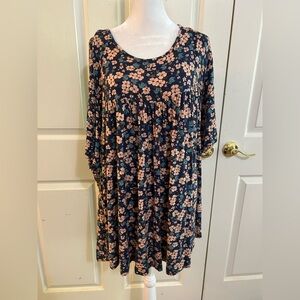 Tencede blue & peach floral tunic, 4X